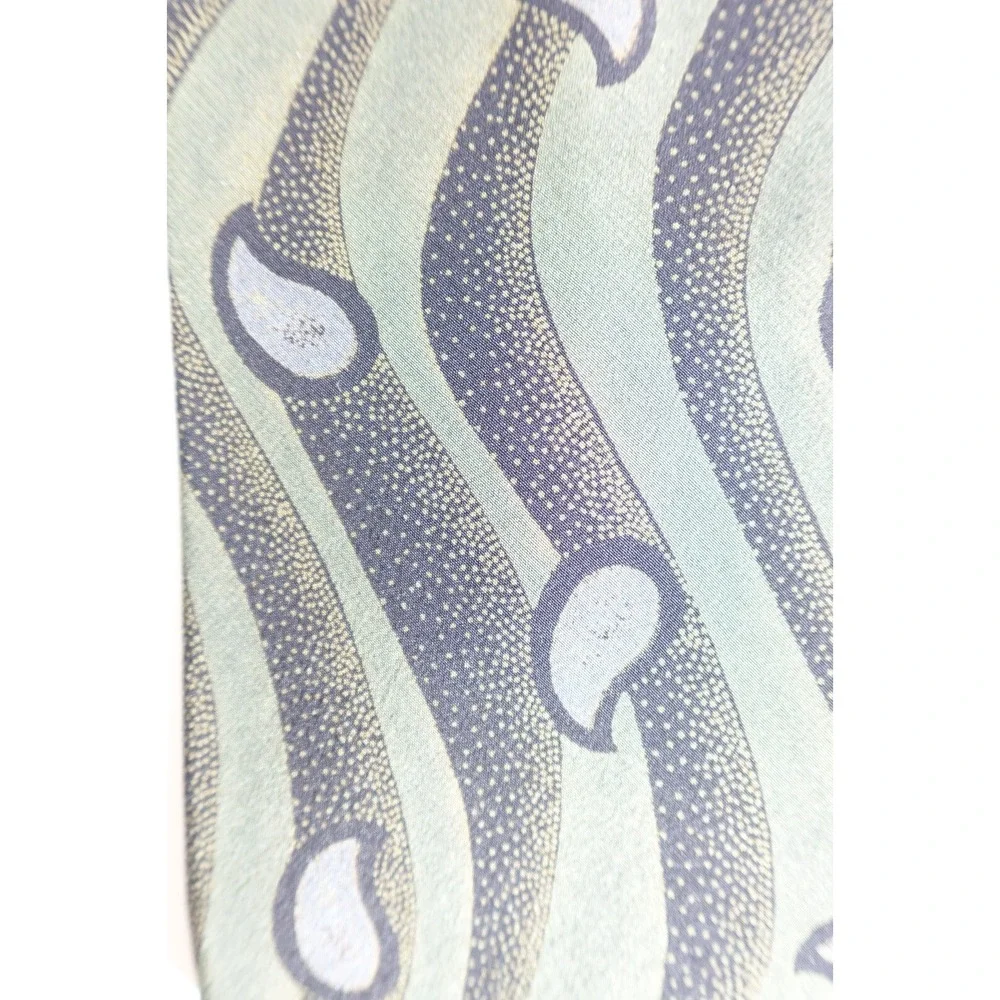 Vintage Karl Lagerfeld Tie Abstract Green Grey Teardrop 100% Silk Art to‎ Wear